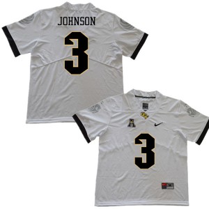 Men UCF Knights #3 Brandon Johnson White Official Jersey 175408-527