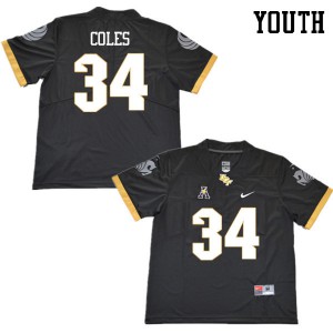 Youth UCF #34 Trillion Coles Black College Jerseys 473055-754