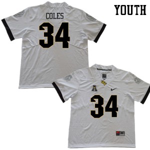 Youth UCF Knights #34 Trillion Coles White Stitched Jerseys 483875-703