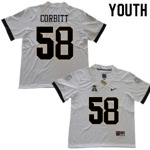 Youth UCF Knights #58 Dallaz Corbitt White Football Jerseys 174163-635