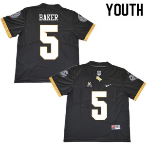 Youth UCF Knights #5 Jarrad Baker Black Stitch Jerseys 464307-325