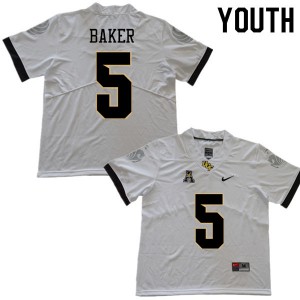 Youth UCF #5 Jarrad Baker White College Jerseys 401833-553