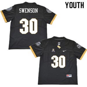 Youth UCF Knights #30 Alex Swenson Black Stitch Jerseys 302689-562