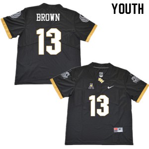 Youth UCF Knights #13 Bryon Brown Black High School Jerseys 286653-194