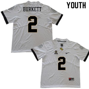 Youth UCF Knights #2 Chequan Burkett White Official Jersey 425060-858