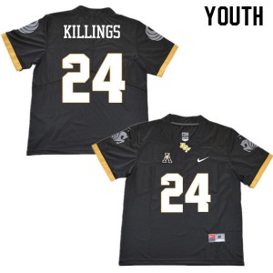 Youth UCF #24 D.J. Killings Black Football Jersey 408170-853