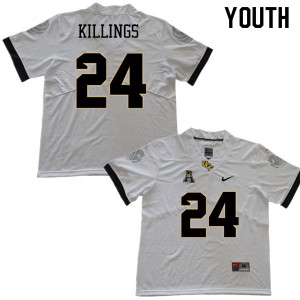 Youth UCF Knights #24 D.J. Killings White Alumni Jerseys 610997-459