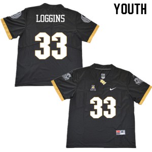 Youth Knights #33 Monterious Loggins Black Official Jerseys 132541-101