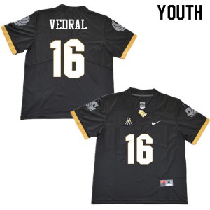Youth UCF Knights #16 Noah Vedral Black High School Jerseys 407426-386