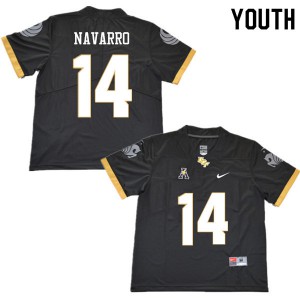 Youth UCF Knights #14 Parker Navarro Black Embroidery Jerseys 390092-711