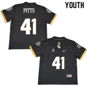 Youth UCF Knights #41 T.J. Pitts Black Stitch Jerseys 600219-723